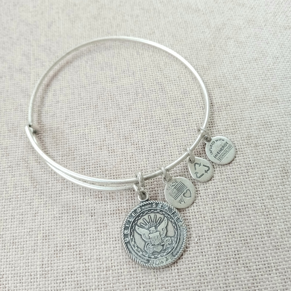 Alex and Ani U.S NAVY Silver Charm Bracelet